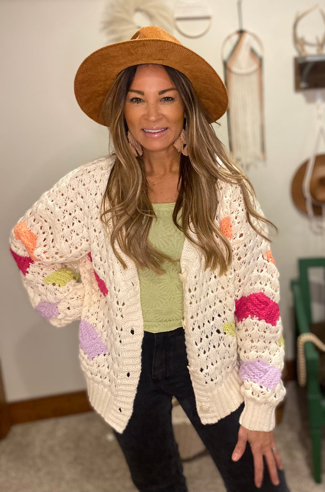 Knit cardigan/ bubble sleeve