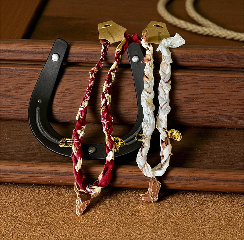 Bandanna charm necklace/ burgundy