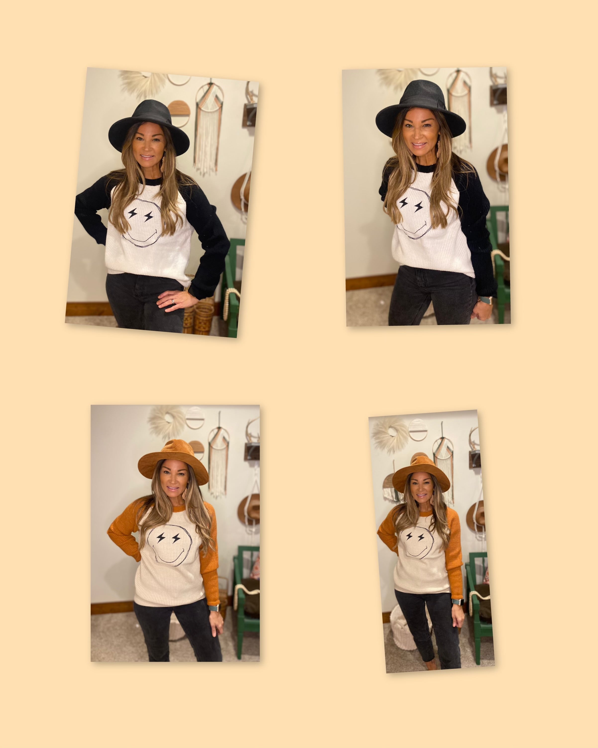 Smile knit sweater / black