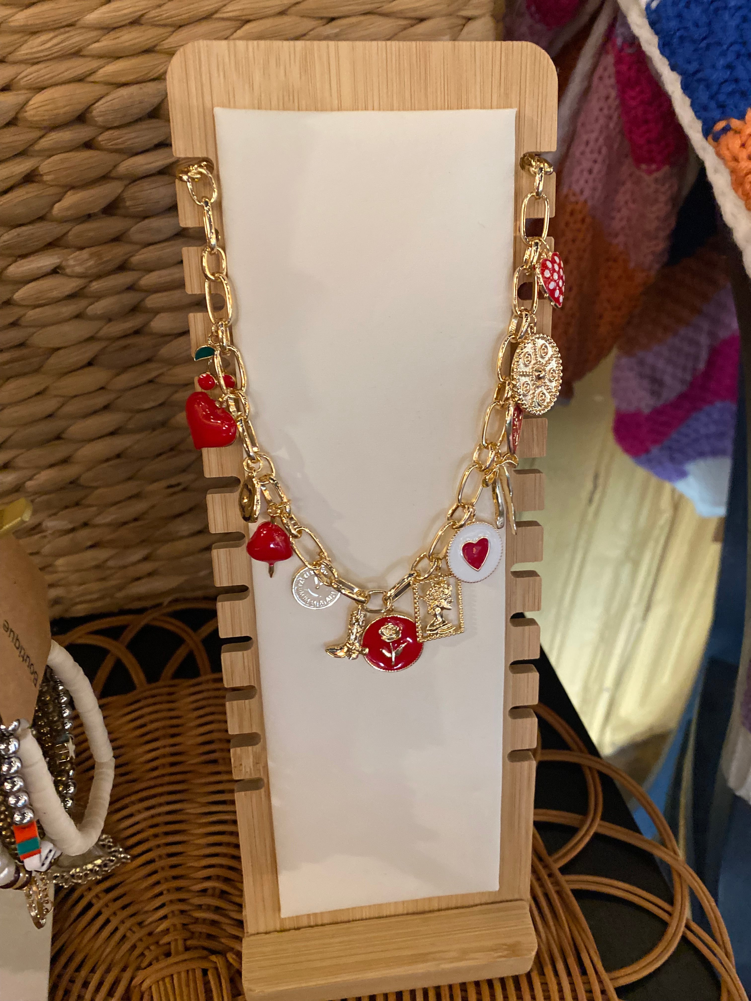 Layered charm necklace