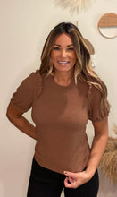 Load image into Gallery viewer, Brown puff sleeve top
