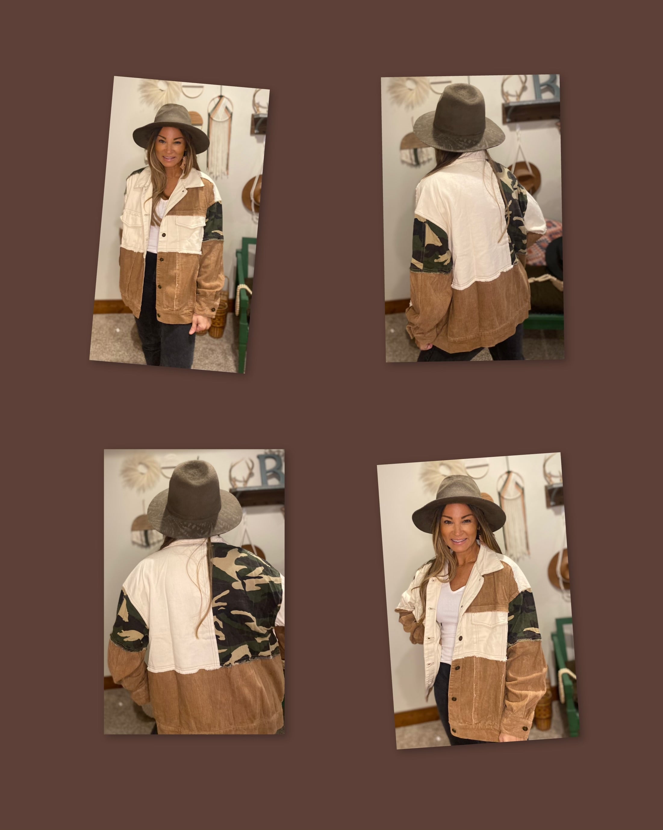 Mixed print shacket