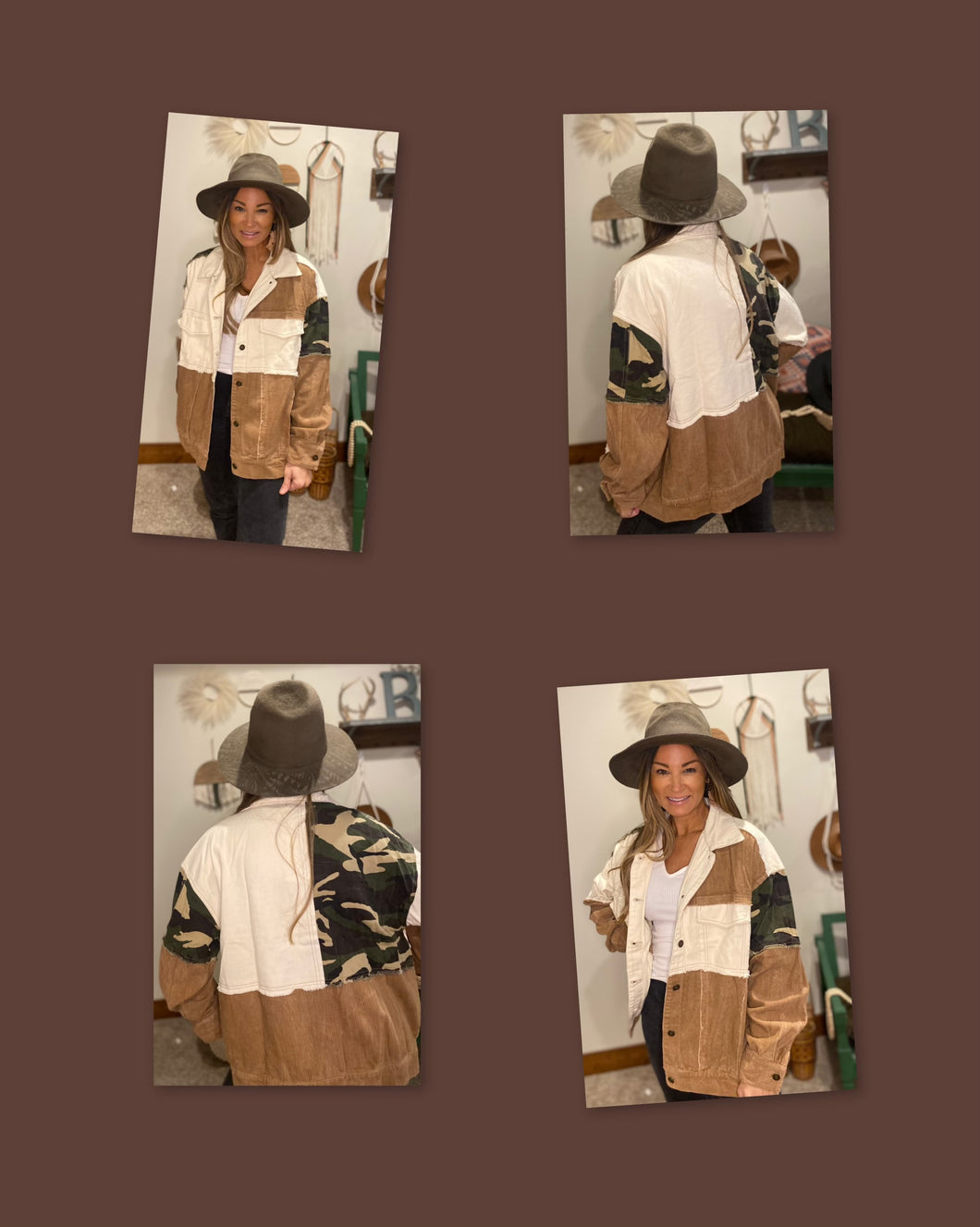 Mixed print shacket