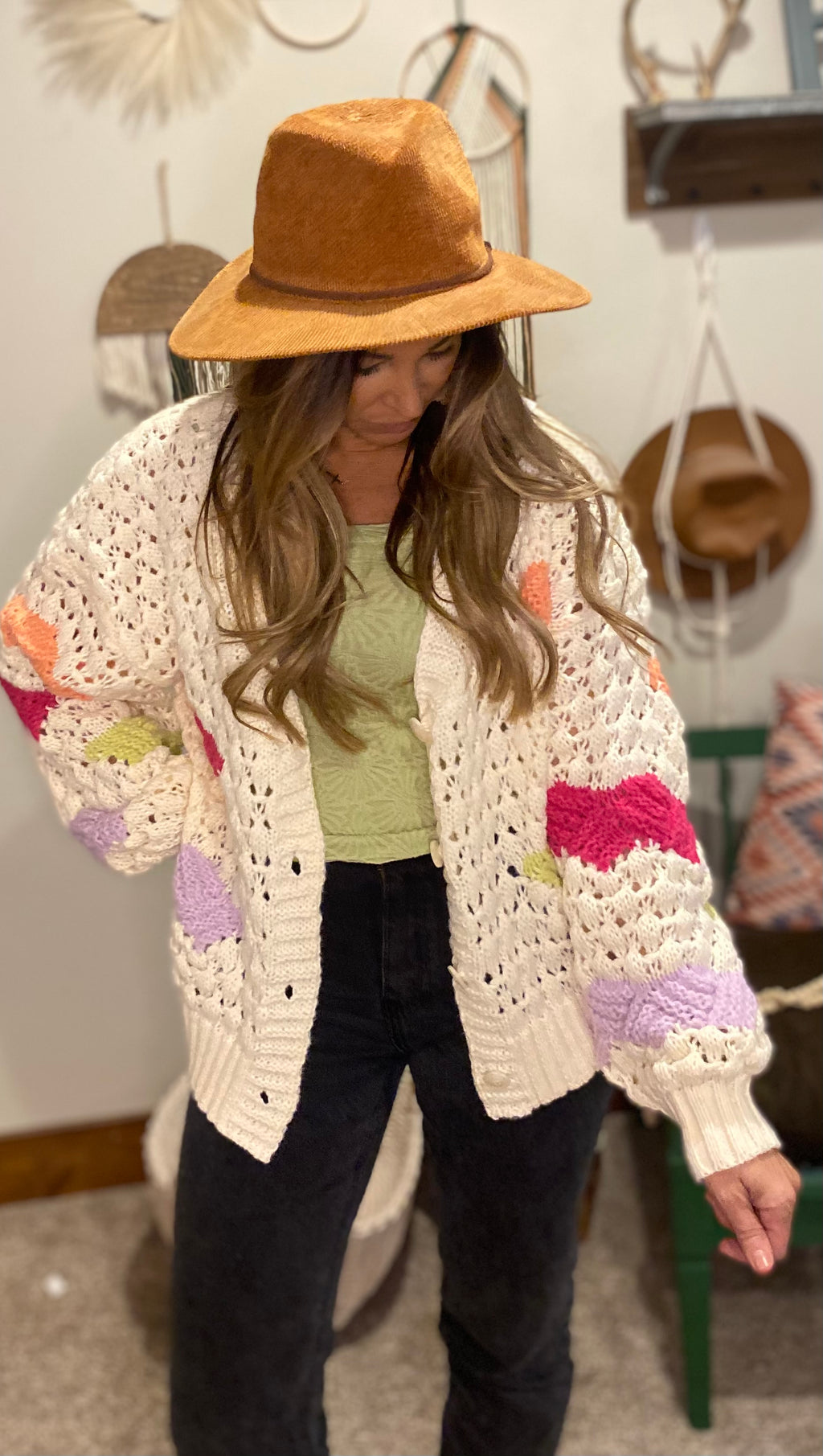 Knit cardigan/ bubble sleeve