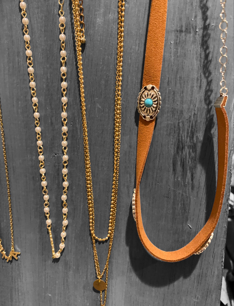 Brown leather necklace