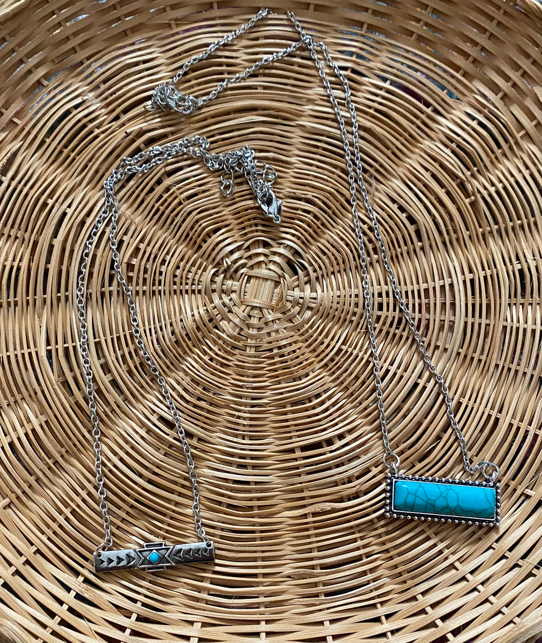 Silver and turquoise necklaces