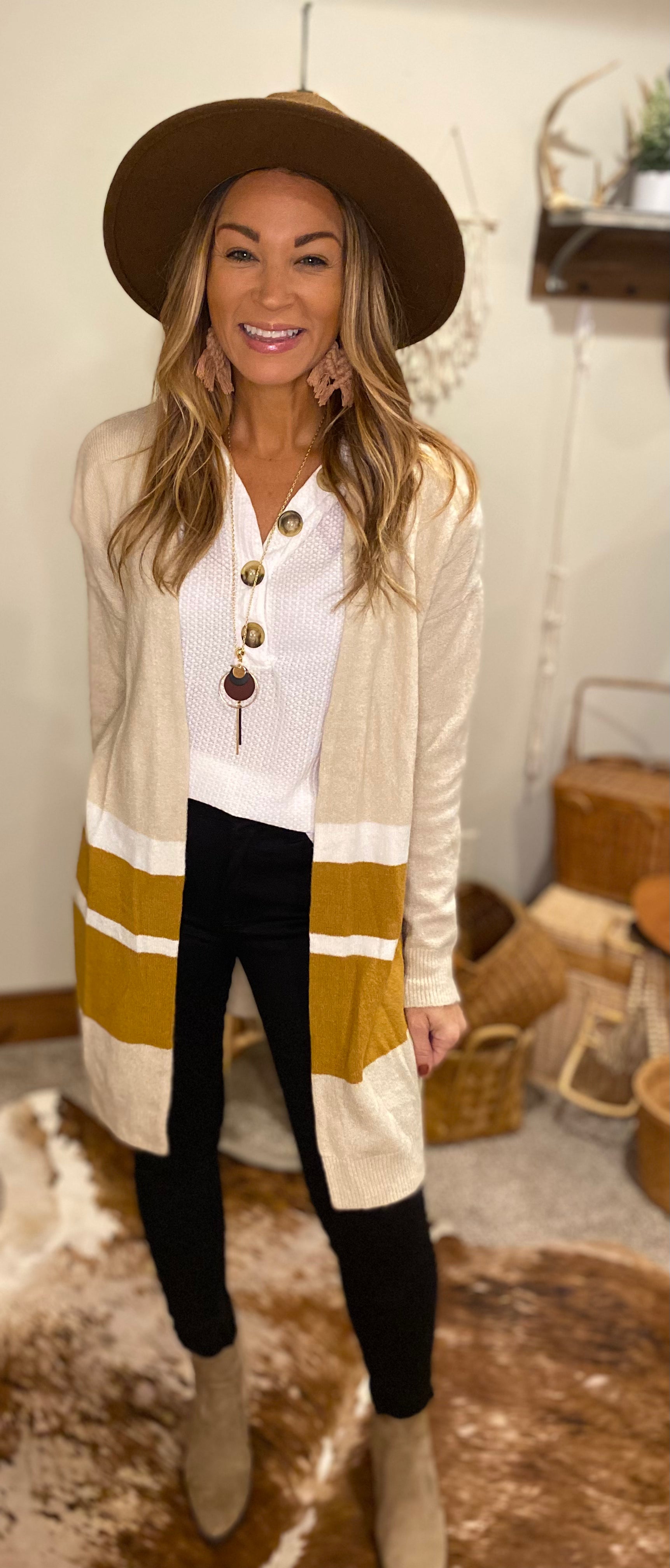 Ivory and mustard cardigan