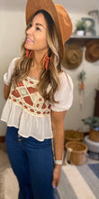 Load image into Gallery viewer, Talley crochet peplum top / blouse
