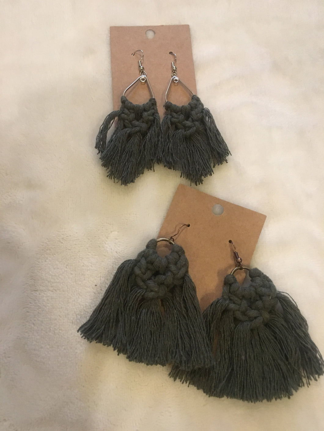 Olive macrame earrings