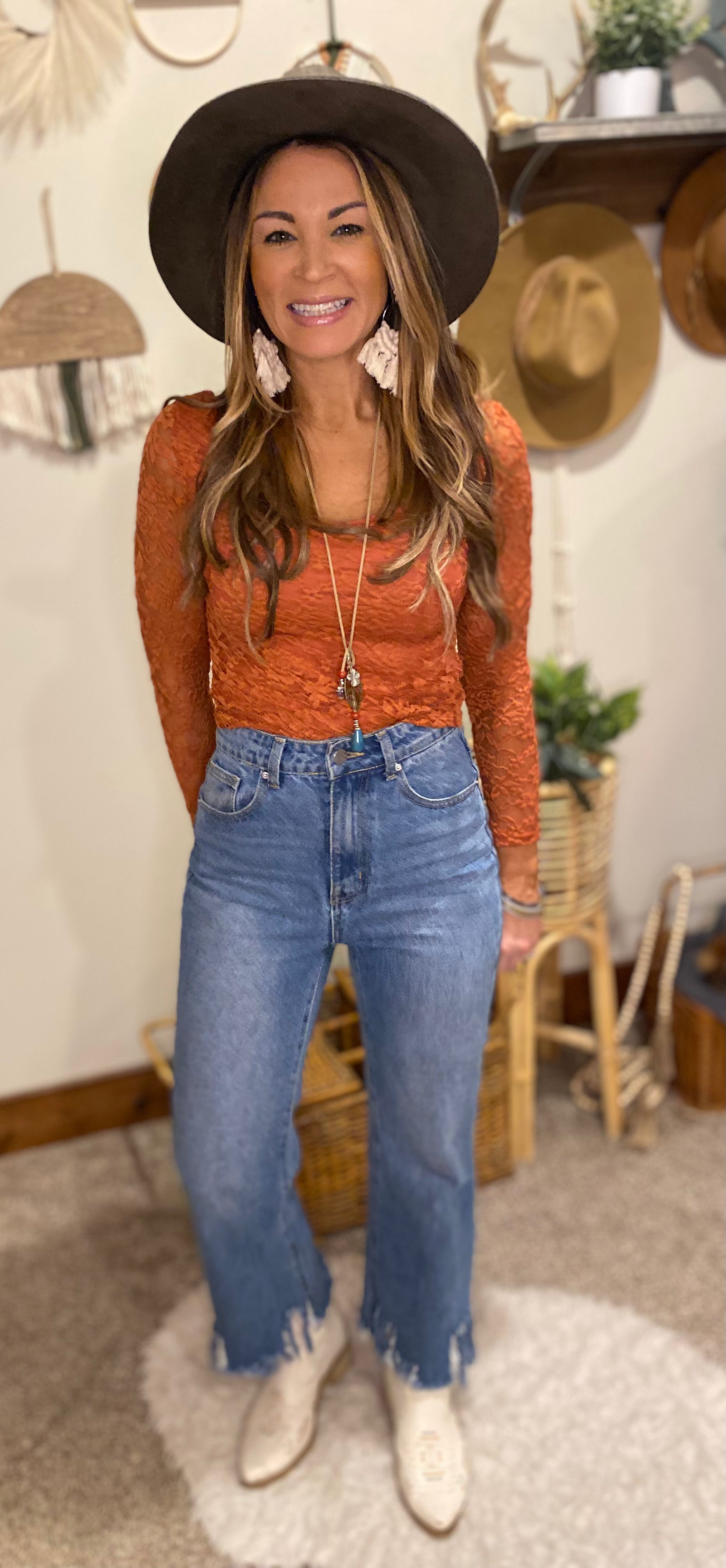 Lori Anne lace long sleeve layering top