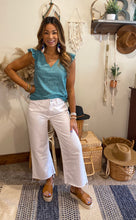 Load image into Gallery viewer, Teal eyelet top/ sale / final sale
