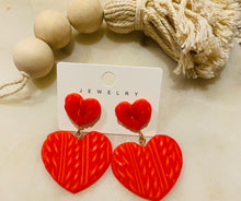 Load image into Gallery viewer, Red heart earrings
