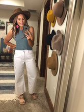 Load image into Gallery viewer, Cropped raw hem jeans/ pants/ white pants
