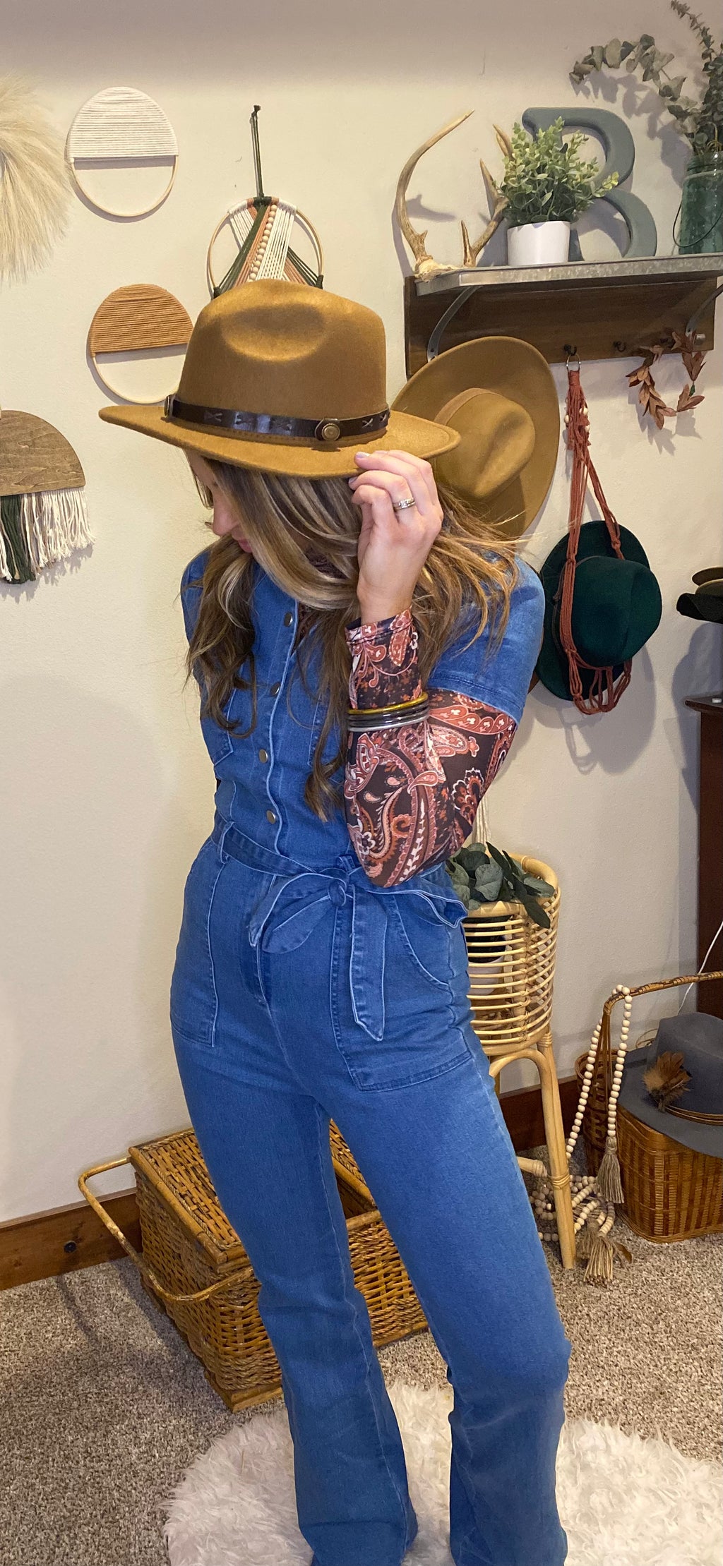 Brinlyn denim flare leg jumpsuit