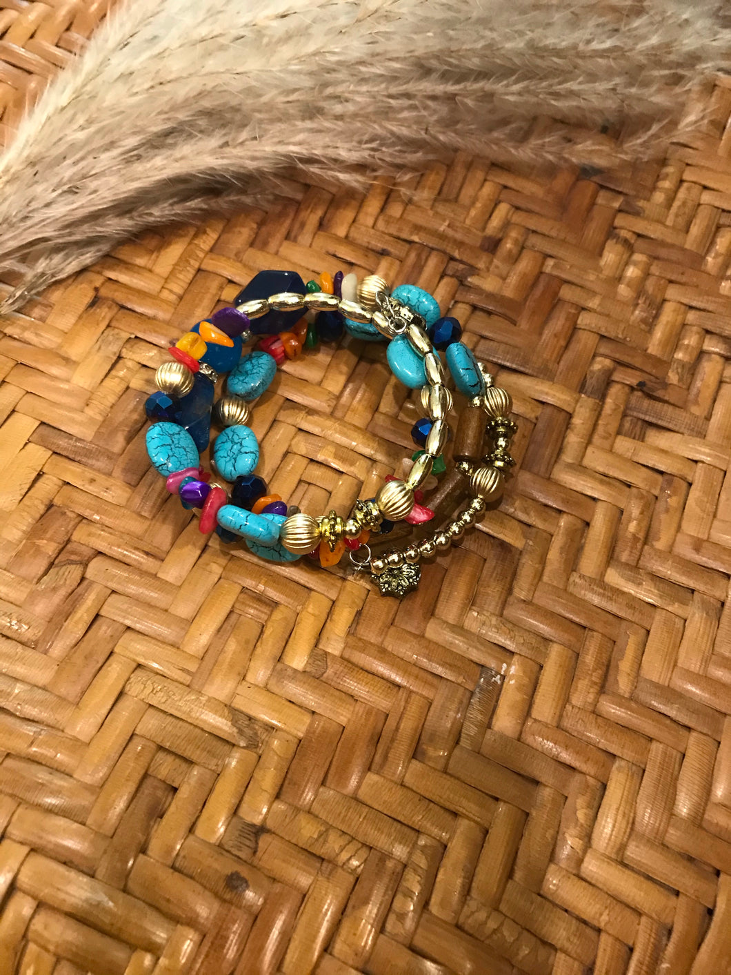 Turquoise wrap beaded bracelet
