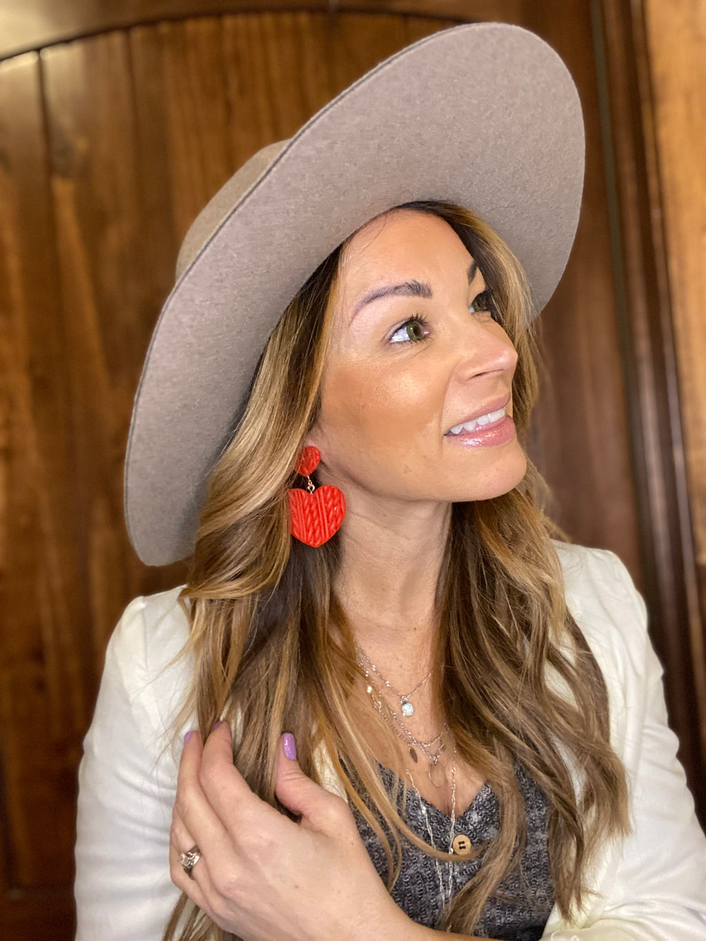 Red heart earrings