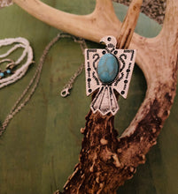 Load image into Gallery viewer, Thunderbird turquoise and silver ring
