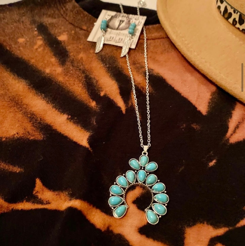 Savanna necklace/ silver and turquoise/ concert vibes