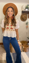 Load image into Gallery viewer, Talley crochet peplum top / blouse
