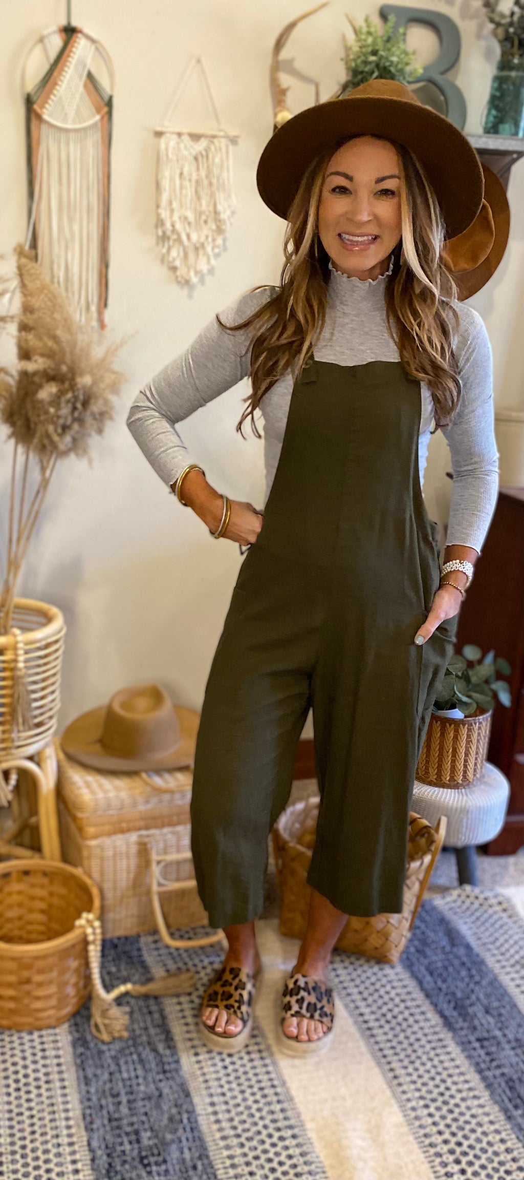 Olive overalls