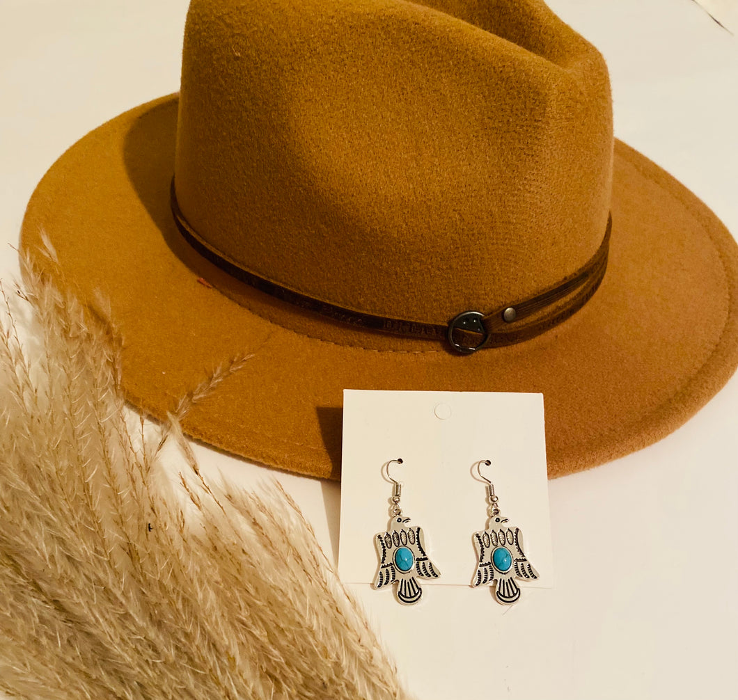 Thunderbird turquoise and silver earrings/ accessories/ turquoise and silver jewelry