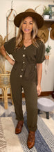 Load image into Gallery viewer, Parker olive jumpsuit

