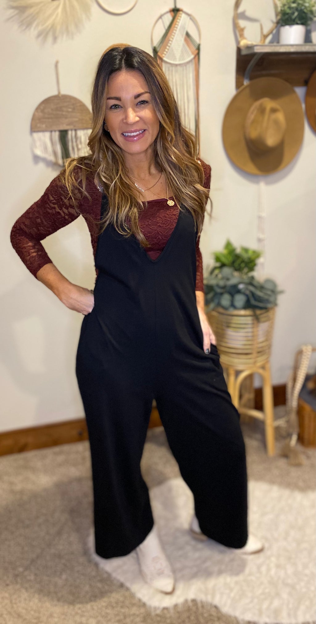 Lori Anne lace long sleeve layering top