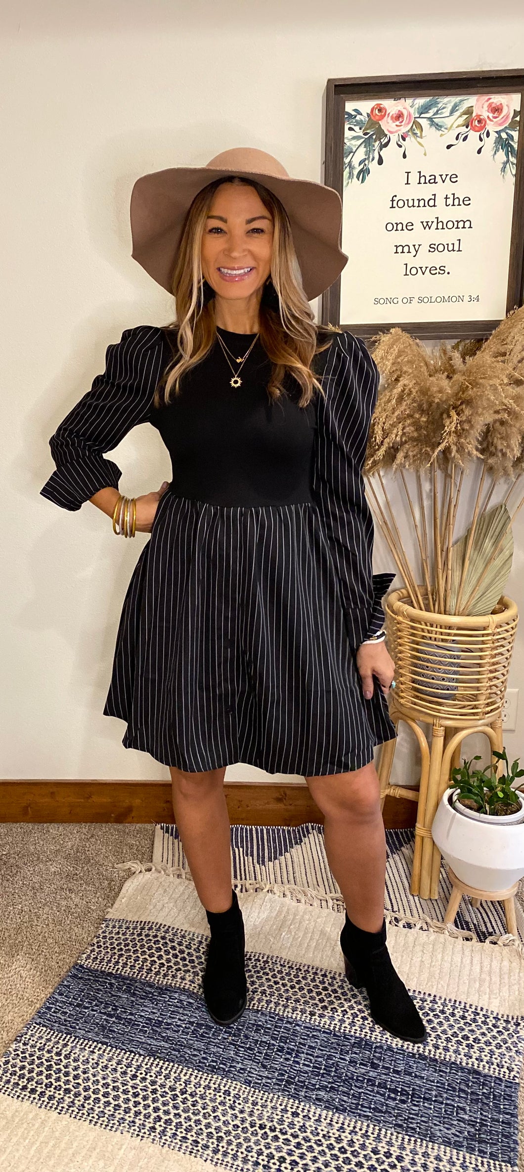 Lulu Black pin striped dress