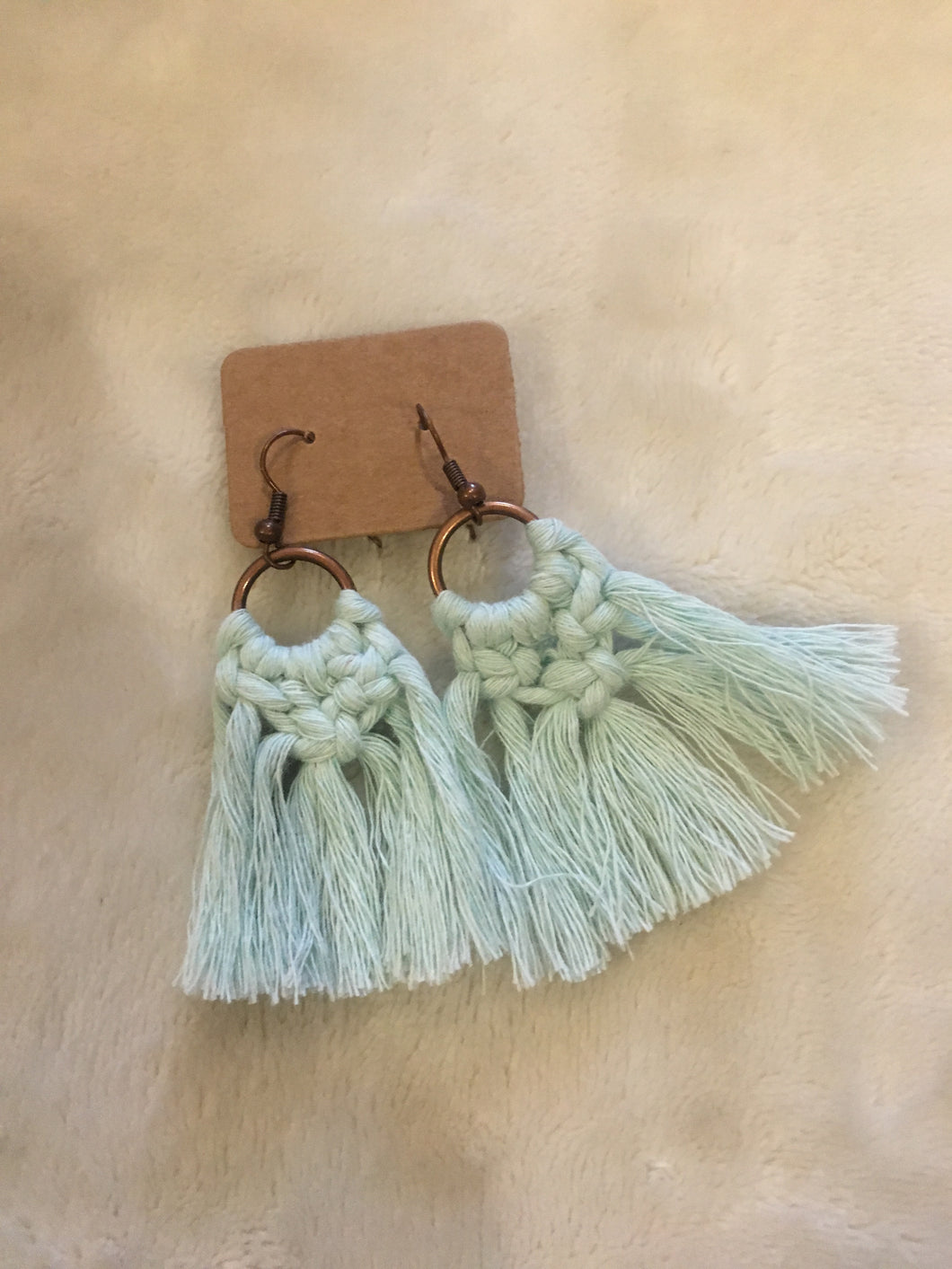 Teal macrame earrings